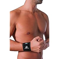 Wrist Support - for Light traumas and Minor Injuries of The Wrist, Use for Prevention of Injuries During Sports, Wrist Band Easily Adjustable for Perfect Tension, Black, Regular