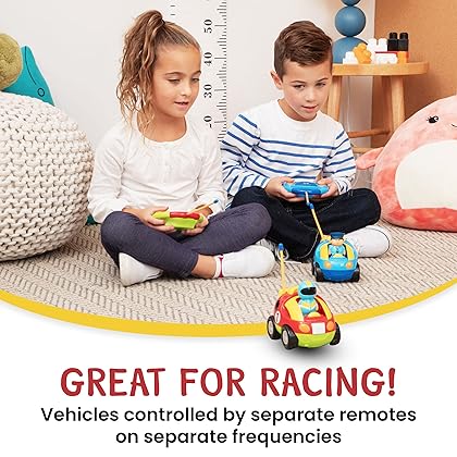 PREXTEX Toddler Remote Control Car, 2pk - Two Cartoon RC Cars: Police & Race Car - Birthday Gifts - Toddler Toys - Gift Toys for 3+ Year Old Boys, 3 Year Old Boy Toys, Car Toys for Boys 3-5 Years Old