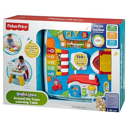 Fisher-Price Laugh & Learn Baby to Toddler Toy, Around the Town Learning Table with Music Lights & Activities for Ages 6+ Months