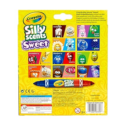 Crayola Silly Scents Dual Ended Markers, Sweet Scented Markers, 10 Count, Gift for Kids, Age 3, 4, 5, 6