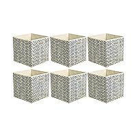 Collapsible Fabric Storage Cubes with Oval Grommets, 6-Pack, Chevron Grey