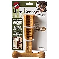 SPOT Bam-Bones Plus T Bone - Bamboo Fiber & Nylon, Durable Long Lasting Dog Chew for Aggressive Chewers – Toy for Dogs & Puppies Under 90lbs, Non-Splintering, 7in, Allergen Free Peanut Butter Flavor