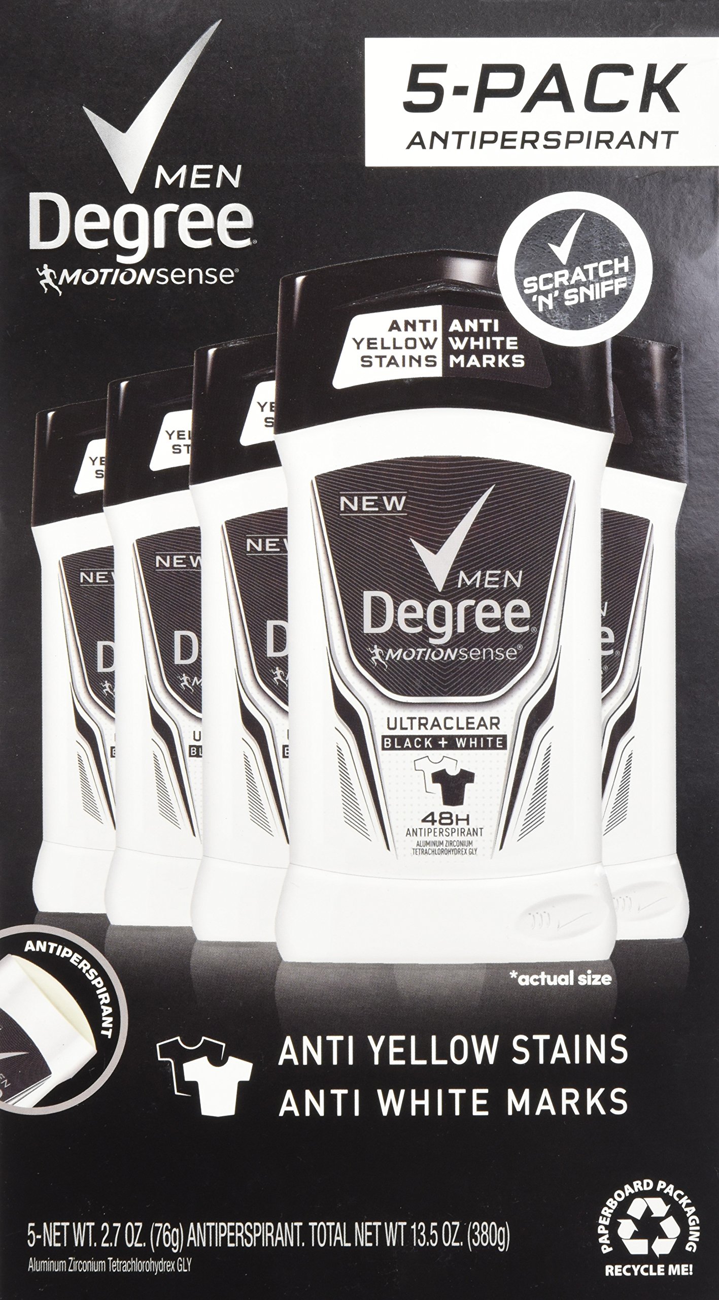 Degree Men Adrenaline Series Antiperspirant & Deodorant 2.7oz 5pack +1.7oz extra