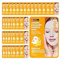 Original Derma Beauty Collagen Face Masks 36 PK Brightening Vitamin Face Mask Skin Care Sheet Masks Set for Beauty & Personal Care Korean Face Mask