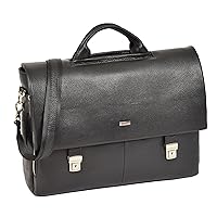 Real Leather Briefcase Satchel Cross Body Messenger Shoulder Bag Riley Black