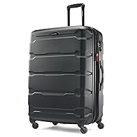 Samsonite Omni PC Hardside Expandable Luggage with Spinner Wheels, Checked-Large 28-Inch, Black