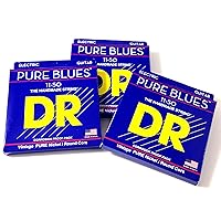 DR Guitar Strings 3 Pack Electric Pure Blues Vintage Pure Nickel 11-50