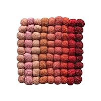 Creative Co-Op Handmade Wool Felt Ball Square Trivet, Red, Pink and Blush