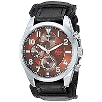 Red Men's Watch with Genuine Calfskin Leather Retro Starp