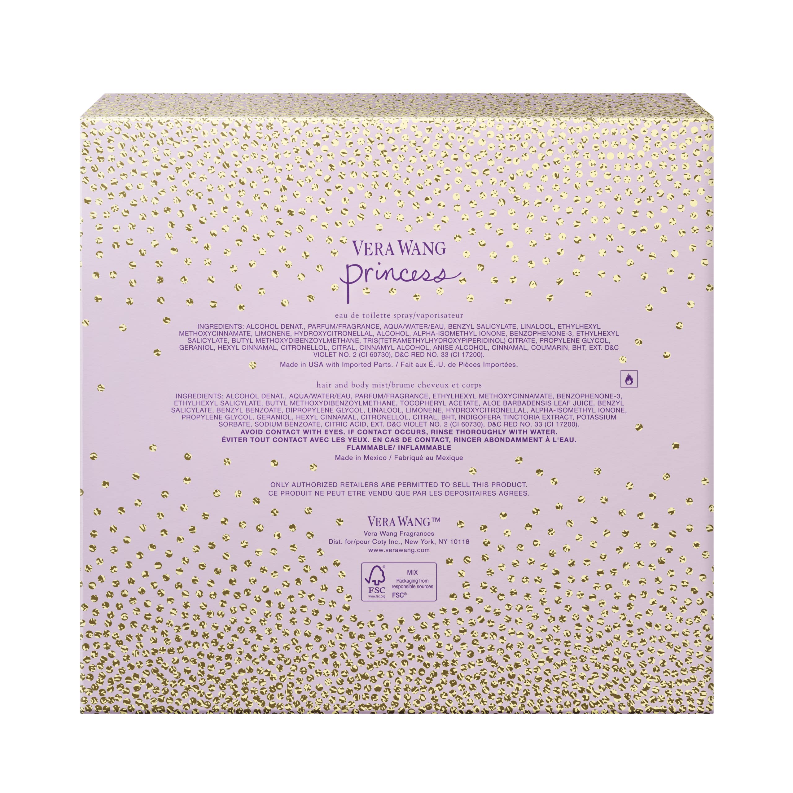 Vera Wang Princess 2 piece Gift Set for Women - 1.0 oz Eau De Toilette Spray + 4.0 oz Hair and Body Mist