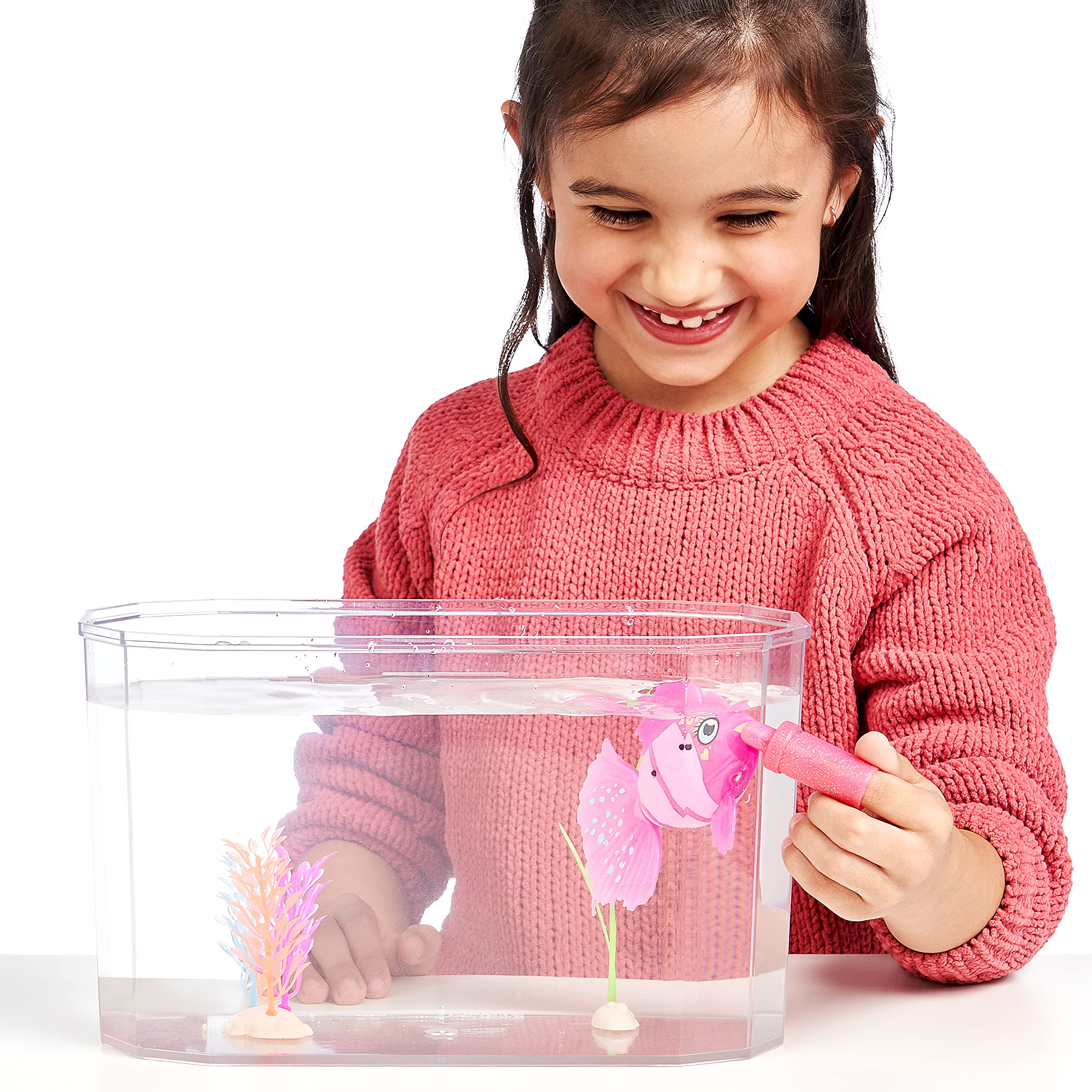 Little Live Pets - Lil' Dippers Fish Tank: Splasherina| Interactive Toy Fish & Tank, Magically Comes Alive in Water, Feed and Swims Like A Real Fish