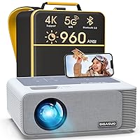BIGASUO 960ANSI Projector with WiFi and Bluetooth - 1080P HD Outdoor Movie Projector 4K Support, Home Projectors Max 400