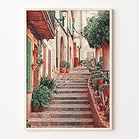 Spain Village Street Colorful Poster - Boho Decor Photography Art Print for Home & Office