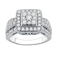 1 ct. T.W. Lab Diamond (SI1-SI2 Clarity, F-G Color) and Sterling Silver Fashion Square Ring