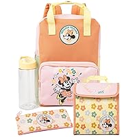 Disney Minnie Mouse Backpack Set | Girls' 4-Piece School Bag Set | Magical Merchandise | Coordinated Accessories