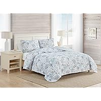 Tommy Bahama - King Quilt Set, Reversible Cotton Bedding with Matching Shams, Lightweight Home Decor for All Seasons (Beach Bliss Grey, King)