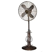 Deco Breeze Pedestal Standing 3 Speed Oscillating Adjustable Height, Antique Indoor/Outdoor Fan, 18 inches, Prestigious