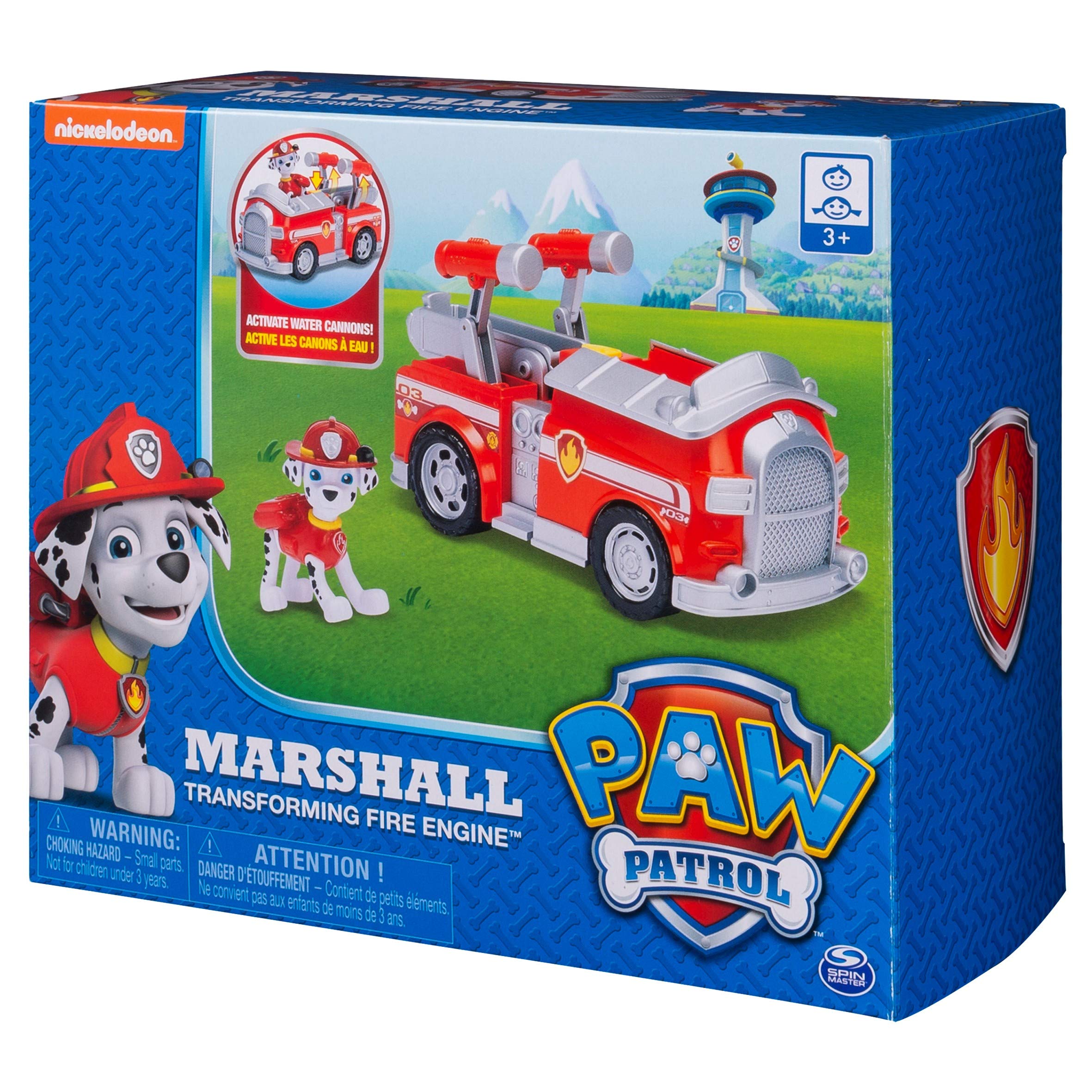 Paw Patrol Marshall's Transforming Fire Truck with Pop-Out Water Cannons, for Ages 3 and Up