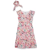 Speechless Girls' Flutter Sleeve Fit and Flare Scrunchie Casual Dress