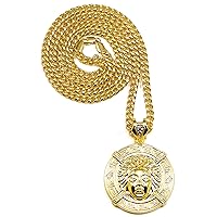 Egyptian Gold Color Pendant with 36 Inch Long Cuban Necklace