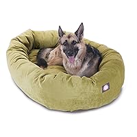Majestic Pet 52 Inch Micro Velvet Calming Dog Bed Washable – Cozy Soft Round Dog Bed with Spine for Head Support - Fluffy Donut Dog Bed 52x35x11 (inch) – Round Pet Bed X- Large – Apple