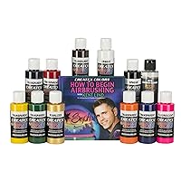 Createx Colors 5814-00 12 Color Airbrush Set with How to Begin Airbrushing DVD, 2 oz.