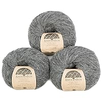 (Set of 3) Baby Alpaca Merino Wool Yarn [426 Yards Total] Medium Grey, 4 Worsted