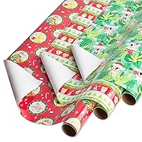 Papyrus Christmas Wrapping Paper Rolls for Kids, Forest Friends, Festive Friends, Koalas (3 Rolls, 90 sq. ft.)
