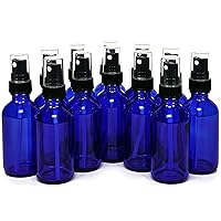Vivaplex 2 oz Glass Bottles, with Black Fine Mist Sprayers, Cobalt Blue, 12-Count