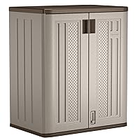 Suncast Heavy Duty Base Construction Storage Garage Organizer with Metal Reinforced Shelving, Low Maintenance, and Double Wall Construction, Silver