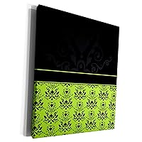 3dRose Apple Green with Black Print with Single Damask... - Museum Grade Canvas Wrap (cw_110705_1)