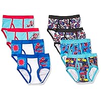 Spiderman Boys' 100% Combed Cotton Brief Multipacks with Multiple Print Choices Available in Sizes 4, 6, 8, 10, and 12, 8-Pack