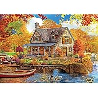 Buffalo Games - Country Life - Autumn Lake House - 500 Piece Jigsaw Puzzle for Adults Challenging Puzzle Perfect for Game Nights - Finished Size 21.25 x 15.00
