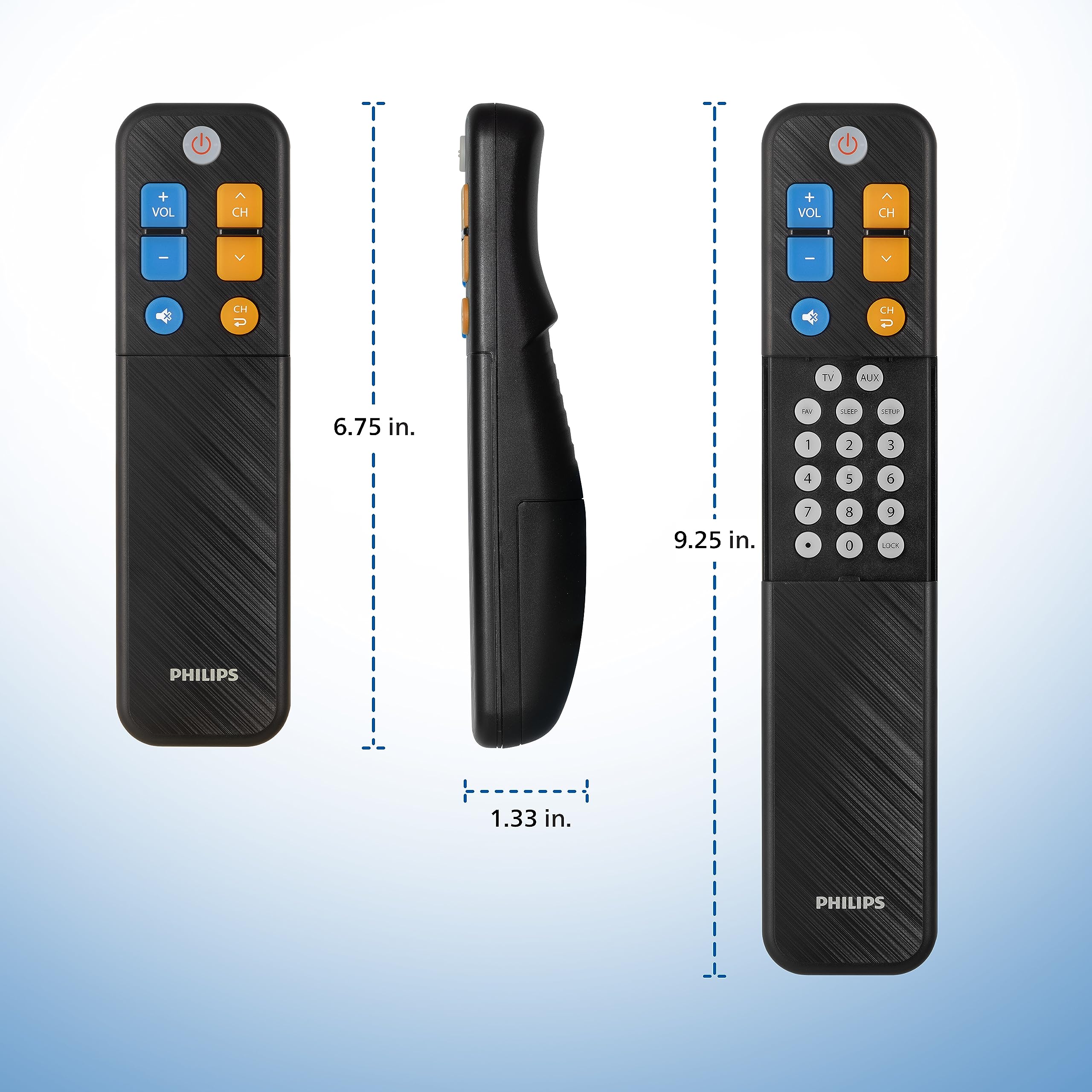 Philips Elite EZ Slide 2-Device Universal Remote Control, Black, for Seniors & Elders, TV/Cable/Satellite – SRP9012B/27