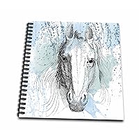 3dRose db_179100_1 Blue Watercolor Horse Drawing Book, 8 by 8-Inch
