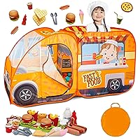 Kiddzery Food Truck Play Tent - 54 Pc. Food Set Pop Up Playhouse - Pretend Play Toys for Toddlers - Ball Pit Playset - Indoor & Outdoor Toy Tents for Kids - Trucks for Boys & Girls