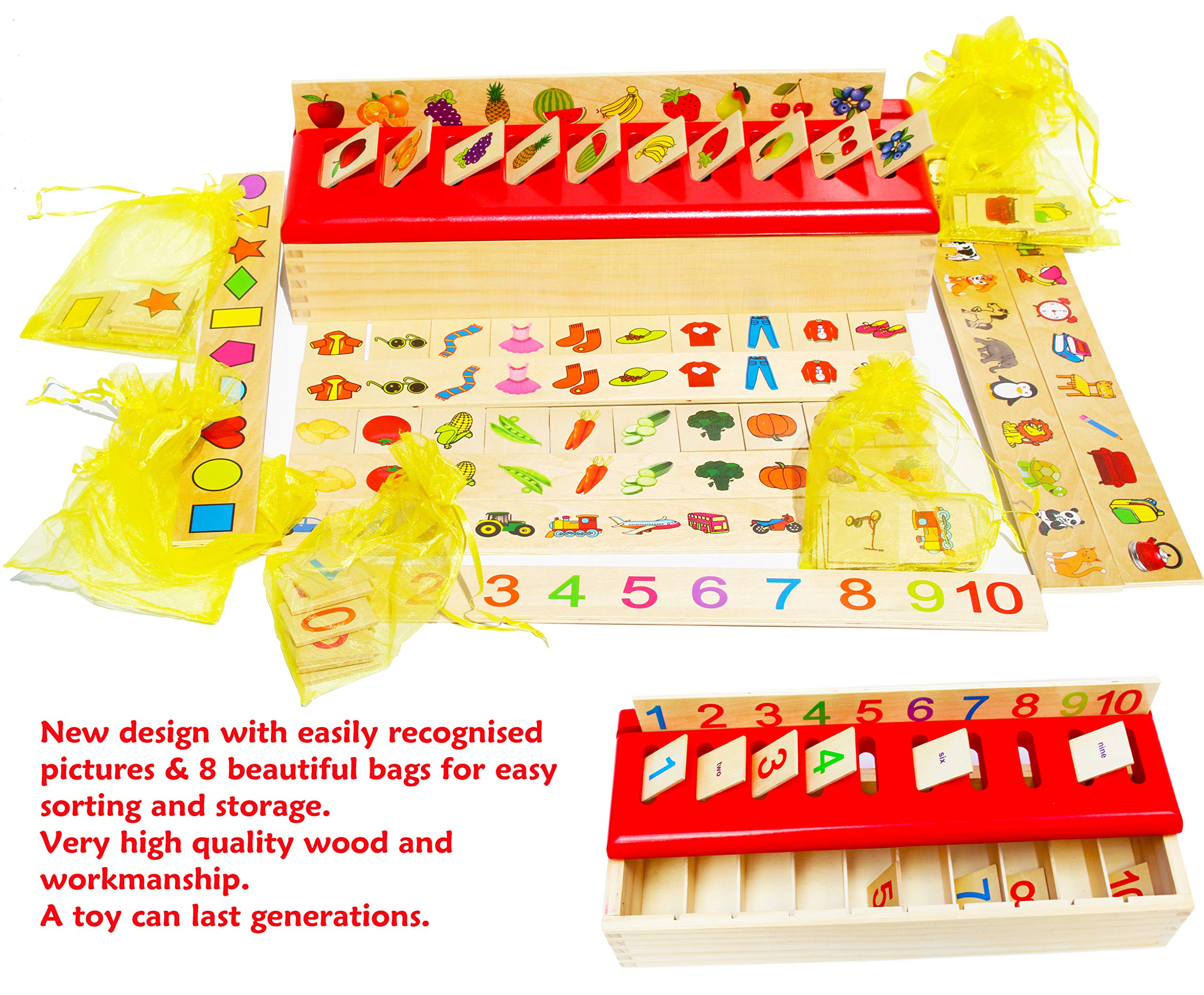 TOWO Wooden Sorting Toys for Baby -Sorting Box for Category Objects Picture Matching Game Puzzle 1 Year Old Baby- Montessori Materials Educational Early Learning Toy- First Birthday Gift Boy Girl