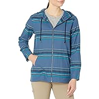 Pendleton womens Blue Multi Stripe Zip Front Wool Hoodie Hooded Sweatshirt, Blue Multi Stripe, X-Small US