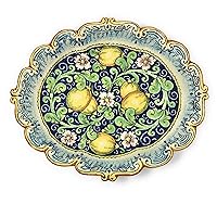 Italian Ceramic Tray Serving Plate Lemons Art Pottery Paint Made in ITALY Tuscan