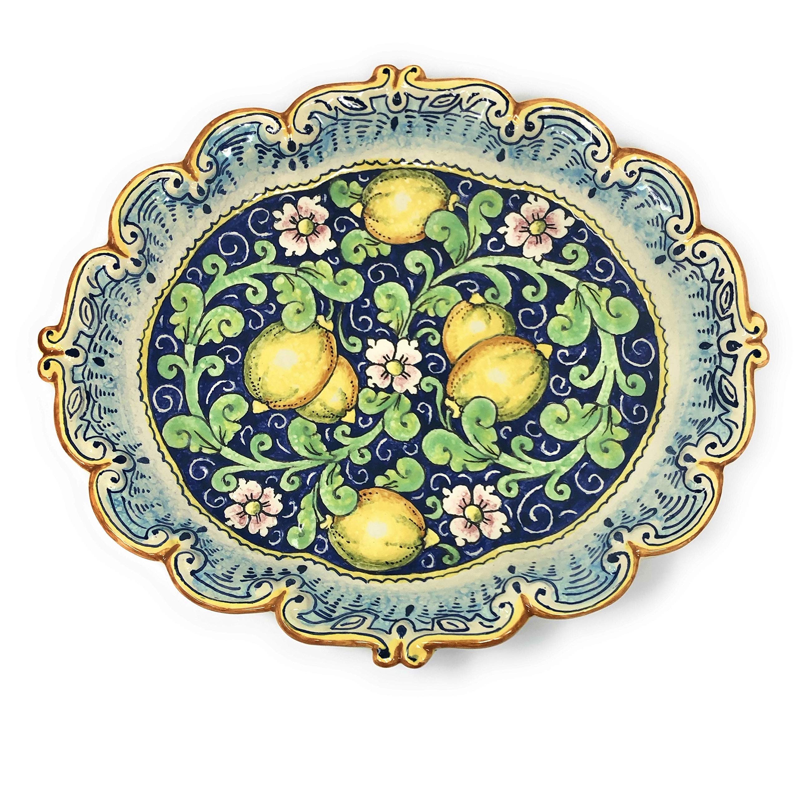 CERAMICHE D'ARTE PARRINI - Italian Ceramic Tray Serving Plate Lemons Art Pottery Paint Made in ITALY Tuscan
