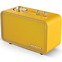 Retro Bluetooth Speaker Artlink Stero Wireless Speaker Walnut Wooden AM/FM Radio Small Vintage Bluetooth Speaker with Bluetooth 5.0 Connection for Gift, Party, Travel, Office,Home Yellow…