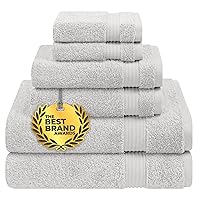 6 Piece Towel Set 100% Cotton Soft Absorbent Turkish Towels for Bathroom 2 Bath Towels 2 Hand Towels 2 Washcloth Silver Gray Towel Set