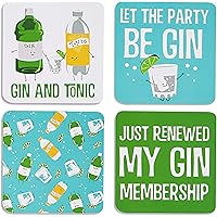Pavilion - Gin & Tonic - 4 Piece Sentiment, Pattern and Character Coaster Set with Box Holder - 4 Inch