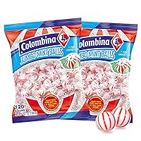 Colombina Jumbo Mint Balls, Red & White Peppermint Hard Candy Balls, Individually Wrapped… (Peppermint 120 Count - 2 Pack)