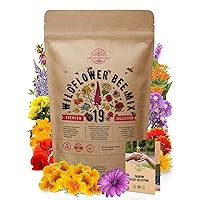 Organo Republic 19 Annual & Perennial Wildflower Seeds Mix for Indoor and Outdoors, Attract Bees & Butterflies. 100,000+ Non-GMO, Heirloom Wildflower Garden Seeds, 4oz Packet for Growing Wild Flowers