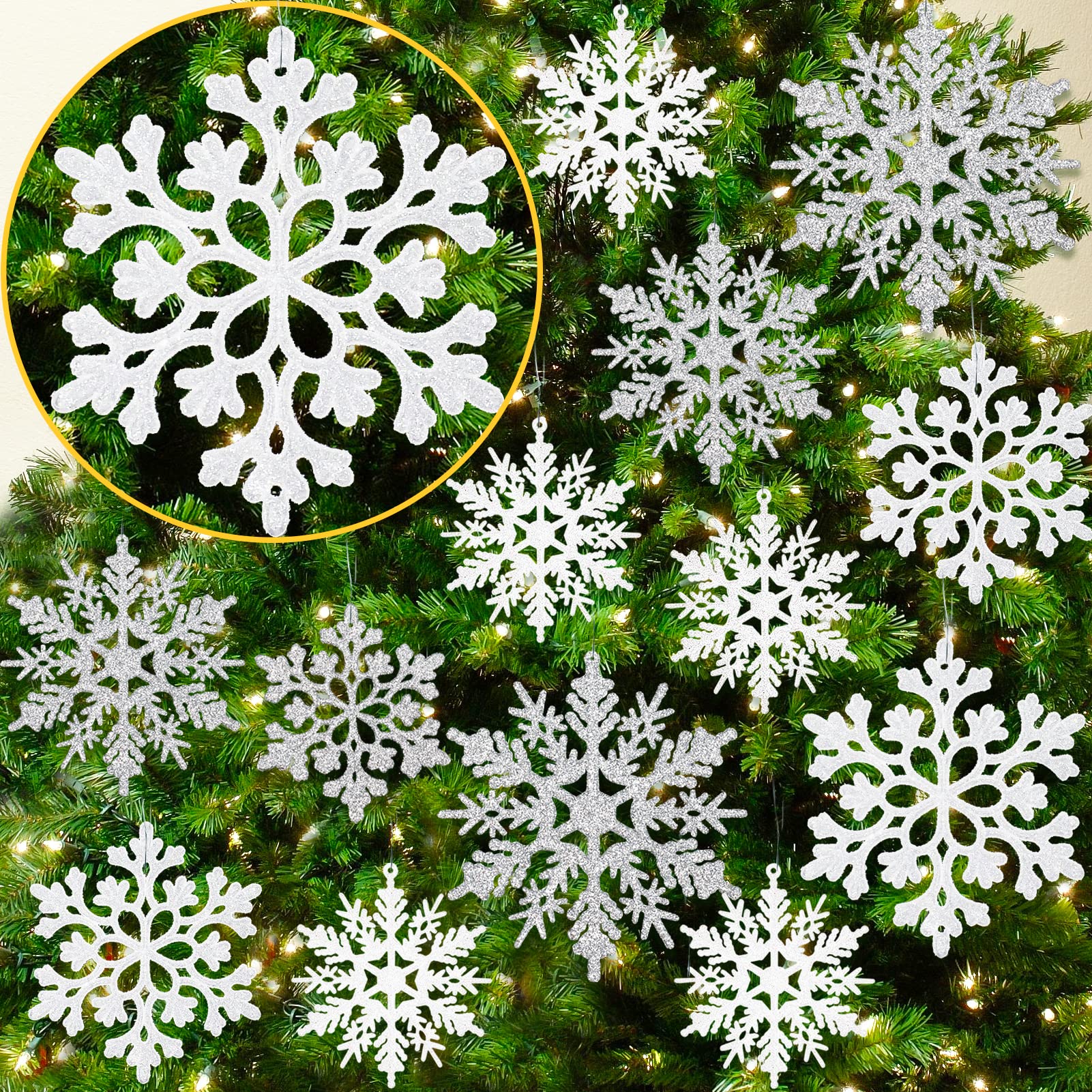 Mua White and Silver Christmas Snowflake Ornaments- 36Pcs Plastic ...