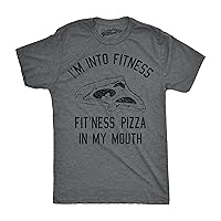 Mens Fitness Pizza in My Mouth Tshirt Funny Fitness Workout Foodie Tee for Guys