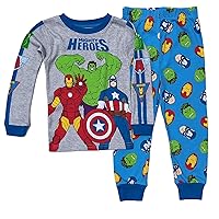 AME Avengers Little Boys Toddler Cotton Pajama Set,Gray/Blue,5T