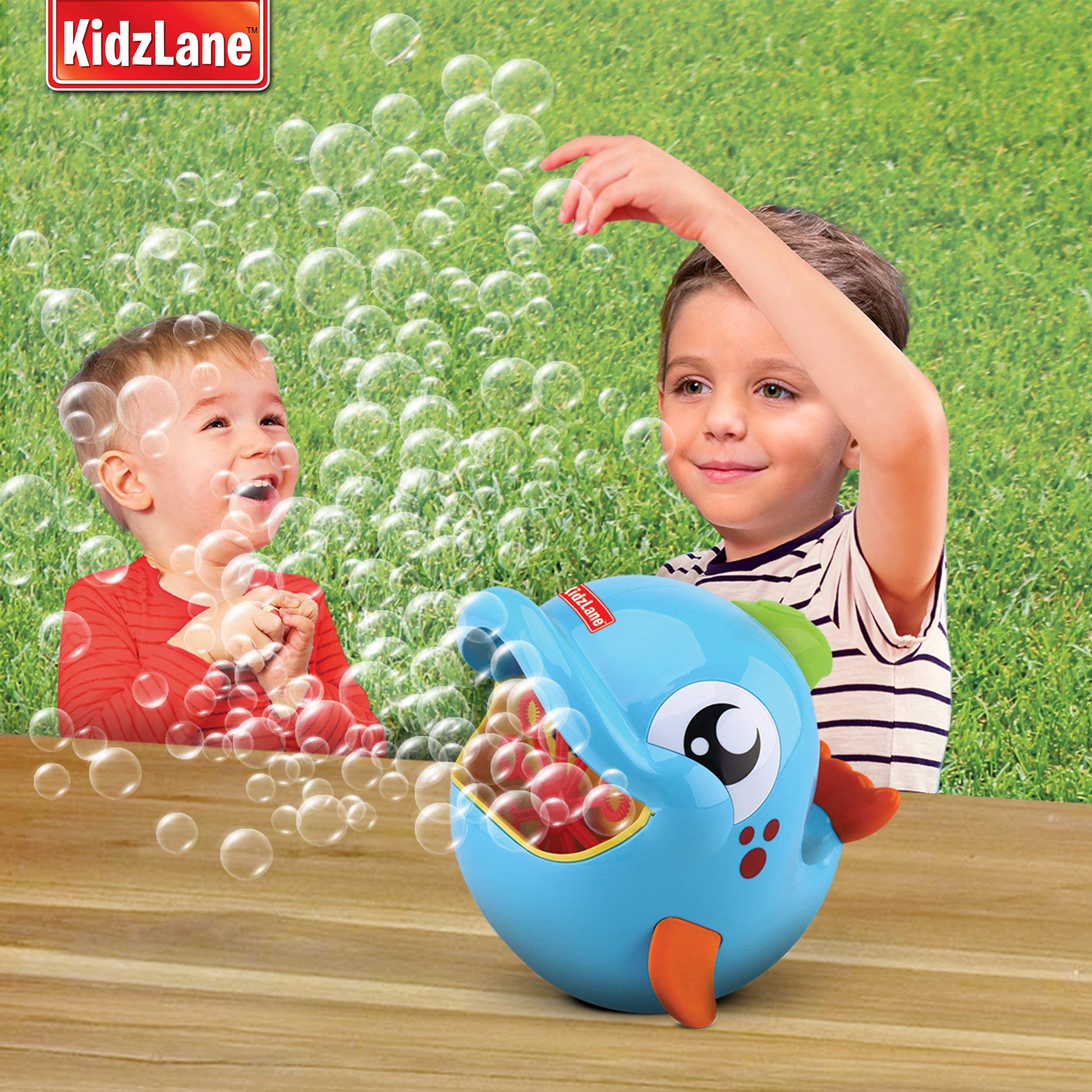 Kidzlane Bubble Maker Machine for Kids - Big Bubbles Speed Blower for Toddler's Outdoor Party Play - Makes 500 to 1000 per Minute (Bubble Dolphin)