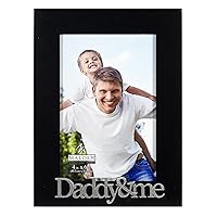 International Designs 4x6 Daddy & Me Expressions Picture Frame Silver Finish Daddy & Me Word Attachment Black MDF Wood Frame